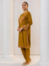 Saba Chikankari Notch Neck Cotton Silk Kurta Set for Women - Mustard